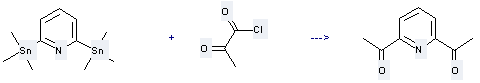 2,6-Diacetylpyridine can be prepared by 2,6-bis-trimethylstannanyl-pyridine and 2-oxo-propionyl chloride